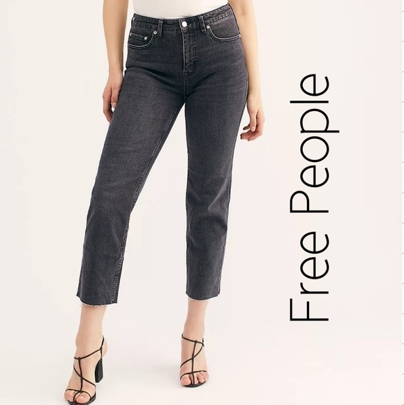 NEW! WE THE FREE High-Rise Vintage Straight Crop Denim Jeans Smokey Quartz 35. - Picture 2 of 9